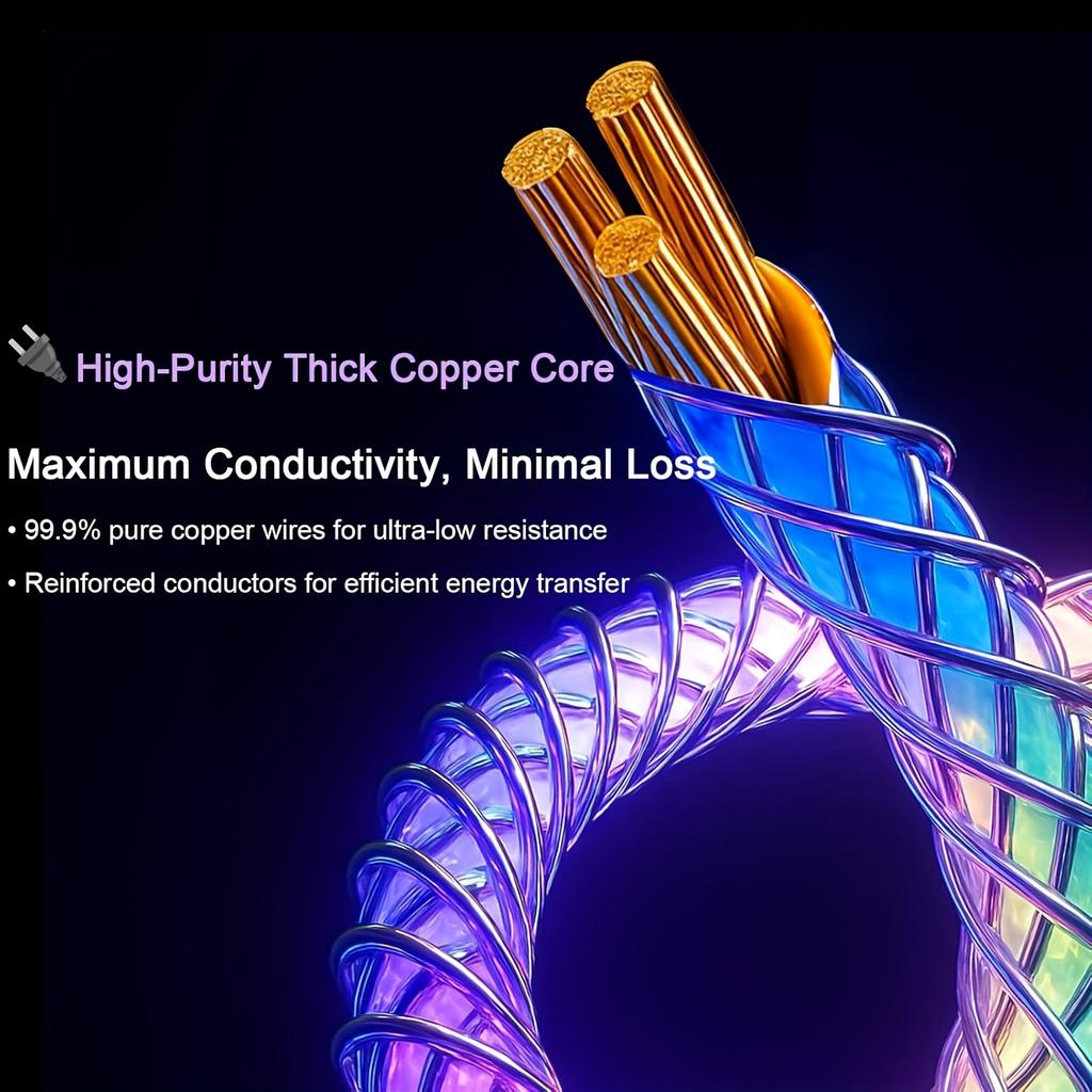 120W Flowing Led Luminous RGB USB A To Type C Charging Cable Sync Data Usb Cable for 17 16 15 Pro Huawei Samsung Oppo
