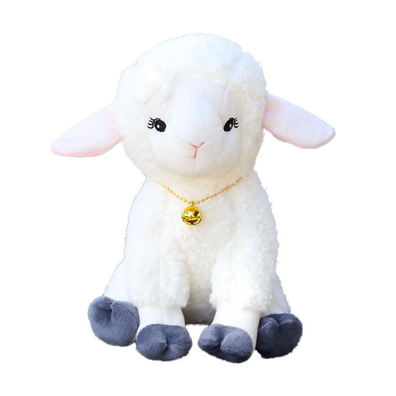 Cute Bell Decor Sheep Stuffed Ornament Long Ears Sitting Design 1Pcs Soft Fluffy Plush Pendant for Backpack Car Interior Decor