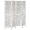 4 Piece Room Divider White Solid Paulownia Wood