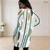 Women Plus Size Round Neck Long Sleeve Pink Black Geometric Printed Loose Longline Top With Pockets