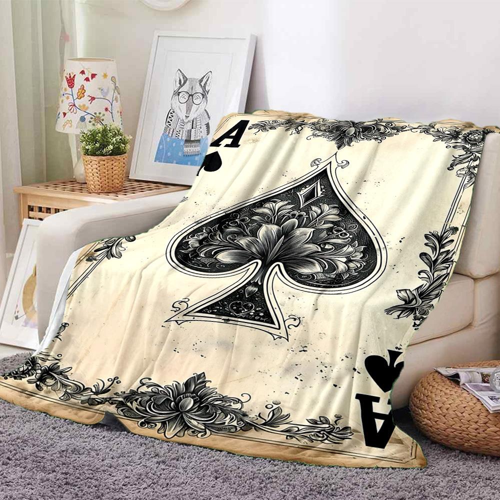 1pc Ace of Spades Blanket Lightweight Flannel Blanket Throw Blanket For Sofa, Bed, Travel, Camping Yy2509026152