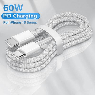 Cavo Dati USB C a Tipo C Ricarica Rapida PD 60W per Telefono Cellulare Per Iphone15 Android Samsung Huawei Cavo di Ricarica Intrecciato Tipo C