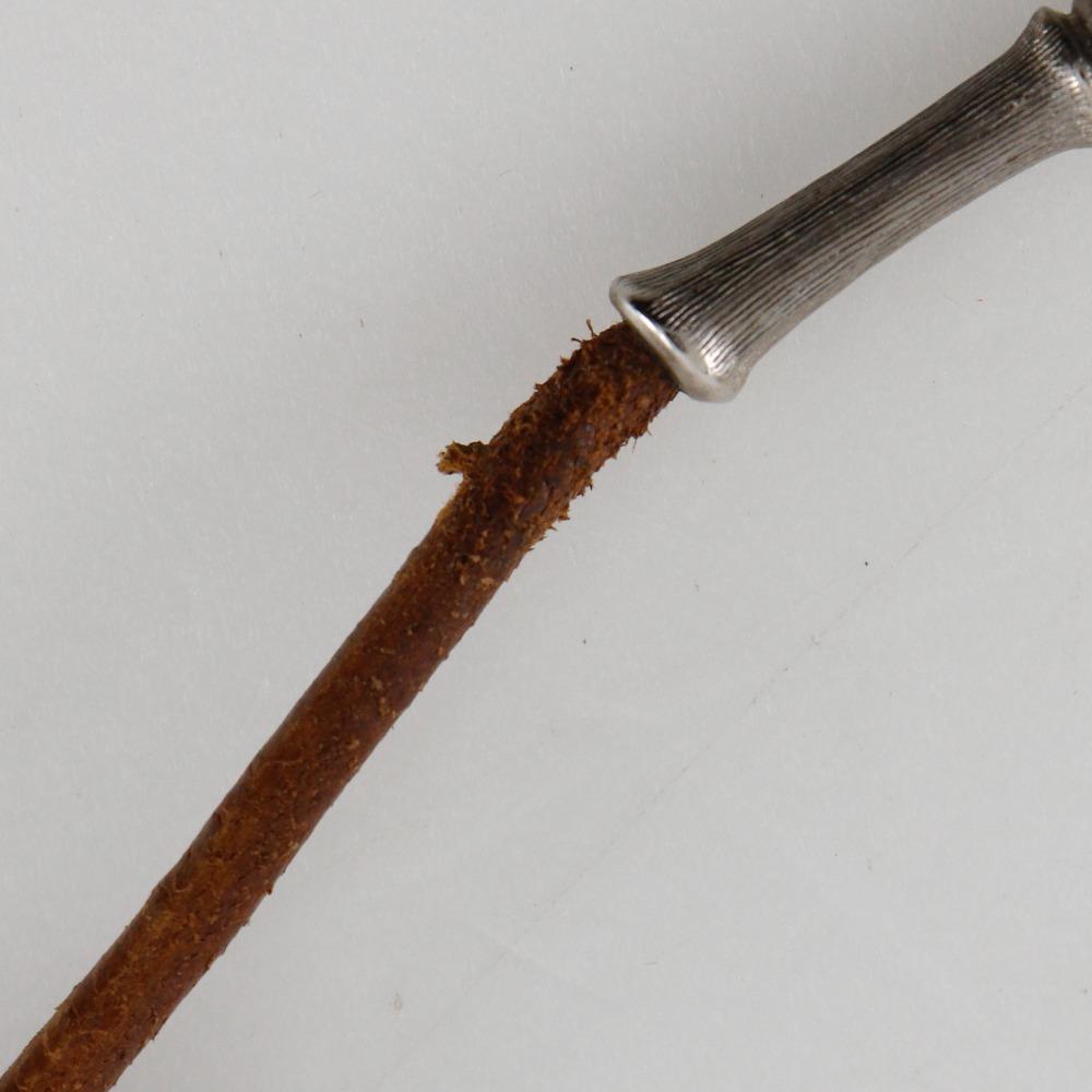 Hermes Bambus Halfter Halskette Silber/Braun Leder/metallisch 32g Damen Gebraucht