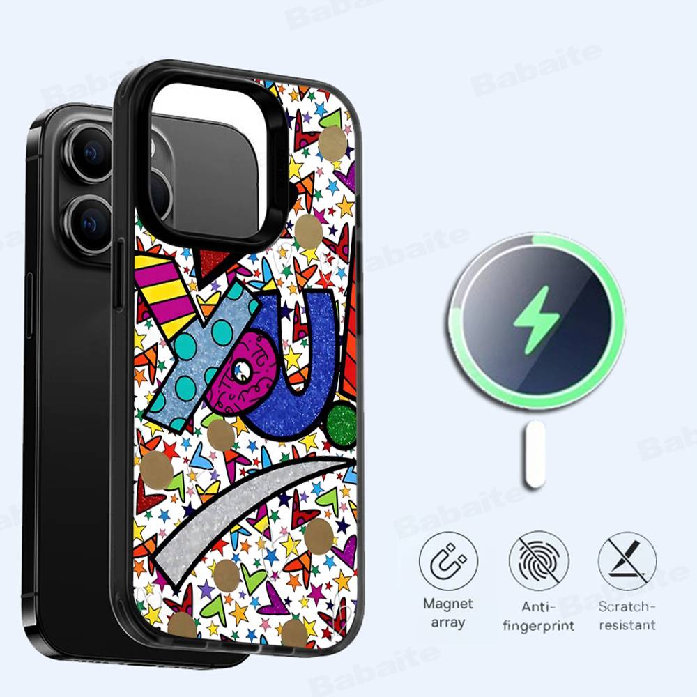 Art R-Romero Britto For Magnetic Phone Case For IPhone 17 16 15 14 13 12 11 Plus Pro Max PC+TPU Cover