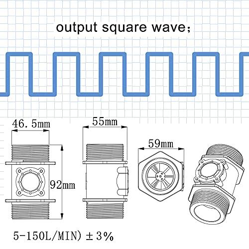 DIGITEN G1-1/2" 1.5" Water Flow Hall Sensor Switch Meter Flowmeter Control 10-150L/min Flow Rate Meter
