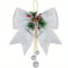 Elegant Shiny Sequins Christmas Tree Topper Bow with Pine Cones Versatile DIY Holiday Decoration for Xmas Tree Wedding Parties