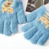 Winter New Children's Winter Warm Gloves Full Finger Letter Jacquard Boy Boy Five Fingers Cute Student Knitting
