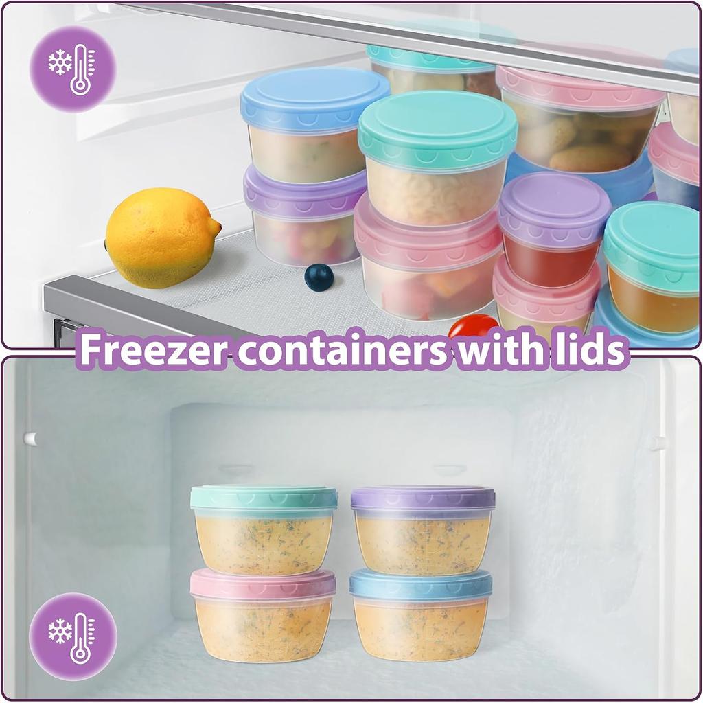 4/16 Pcs Freezer storage Containers with Lids, Reusable BPA Free Plastic Soup Jars, Leakproof Salad Dressing Container to Go