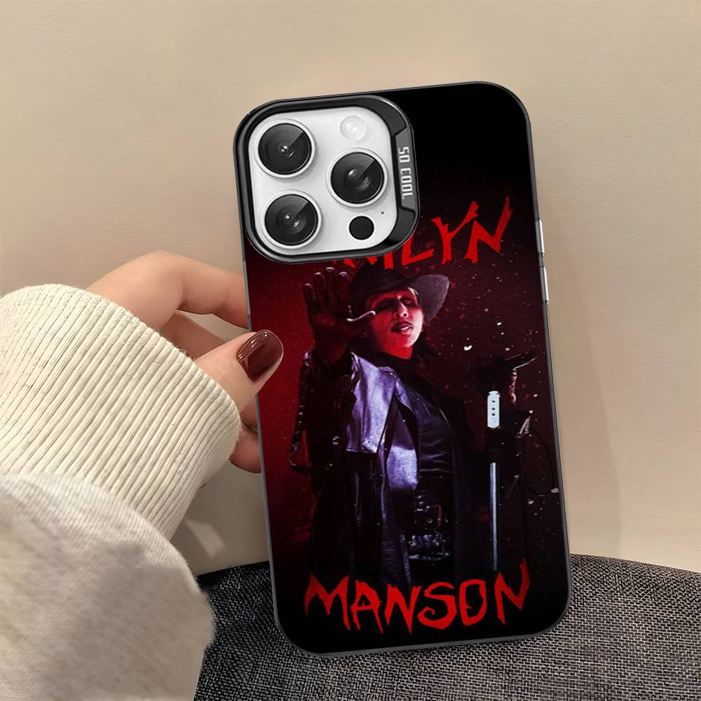 

Чехол для телефона Marilyn Manson Rock Band Для IPhone 16 15 14 13 12 11 17 Pro Max Plus Цвет Серебряный Корпус iPhone 17 Air
