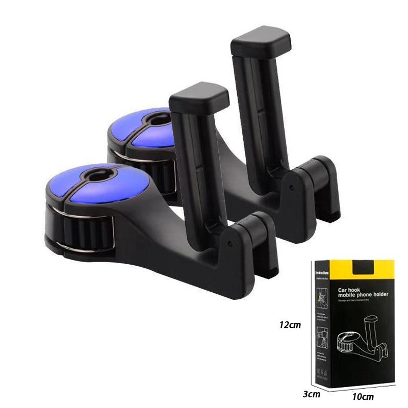 2Pcs Car-mounted Multi-functional Mobile Phone Holder Creative Rear Seat Headrest Hook Lock Buckle Style Car Phone Stand