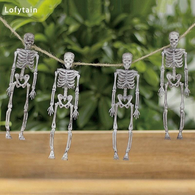 4 Stück/Set Schädel Hängender Geist Simulation Menschliches Skelett Cosplay Ornament Knochen Halloween Party Heimdekorationen Requisiten