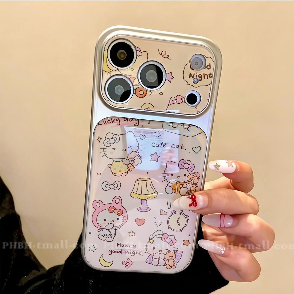 Cartoon Hello Kitty Apple 17 mobile phone case iPhone16promax blue light acrylic second change 17 sets of large windows