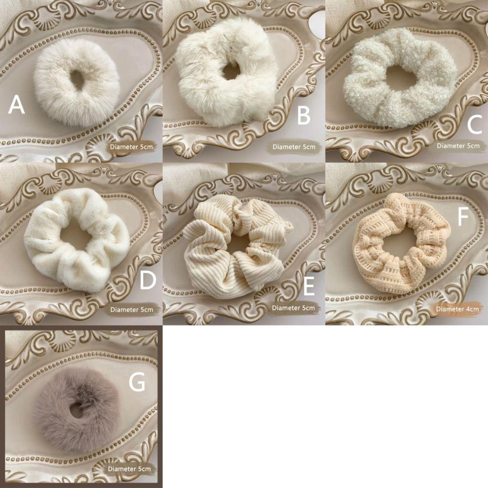 Elastic Hair Rope Hair Bands Rubber Bands Solid Color Plush Hair Scrunchies  Women
