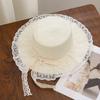 Summer Straw Hat With Large Brim And Bow For Beach And Vacation Sun Protection