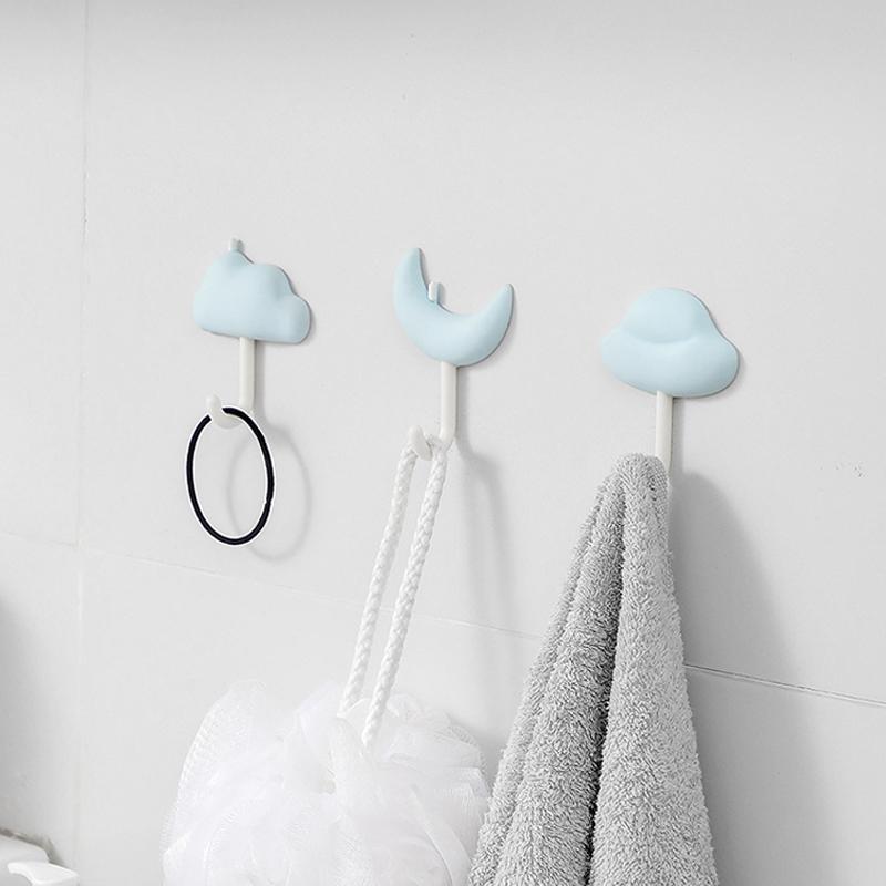 Wall-Mounted Simple Hooks Strong Viscose Non-Marking Load-Bearing Sticky Hooks for Bathroom Kitchen Non-Perforated