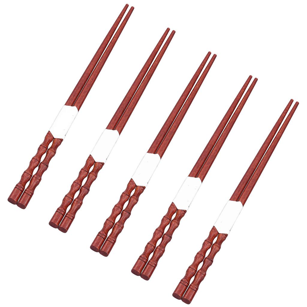 5 Parów Wielorazowych Pałeczek Antypoślizgowa Konstrukcja Naturalne Mahogany Lekkie Wygodne Zmywalne Pałeczki na Przyjęcia Wesela