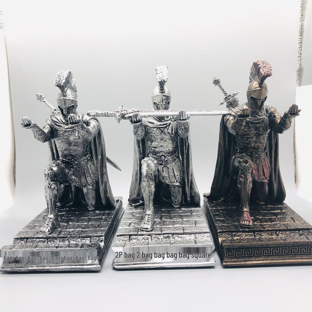 Executive Knight Bronze Pen & Phone Holder - Armor Hero Roman Warrior Statue