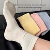 Women's 100% Cotton Breathable Mid-Calf Socks - Antibacterial, Sweat-Absorbing, Soft for Spring and Summer