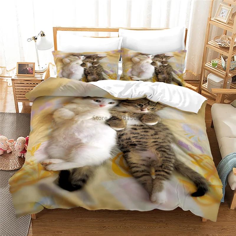 Lazy Cat 3d Bettbezug-Set mit Kissenbezug Bedrucktes Bettwäsche-Set Einzel Doppel Twin Full Queen King Size Bettwäsche Bettwäsche-Set