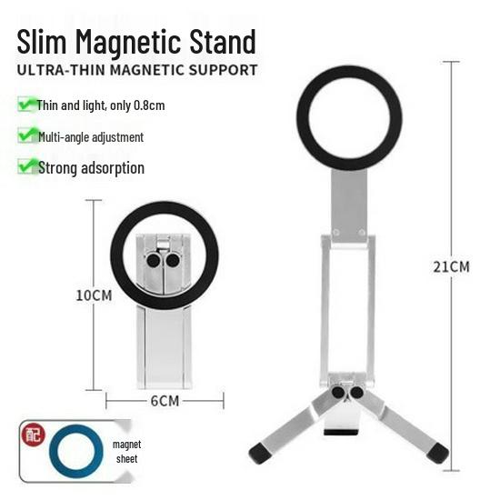 Magnetic Foldable Aluminum Phone Tripod with Multi-Angle Rotation