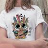 New Tops Trend Cute Owl Women Print Harajuku Ladies T-shirt Casual Basics O-collar Black White Shirt Short Sleeve Ladies T-shirt