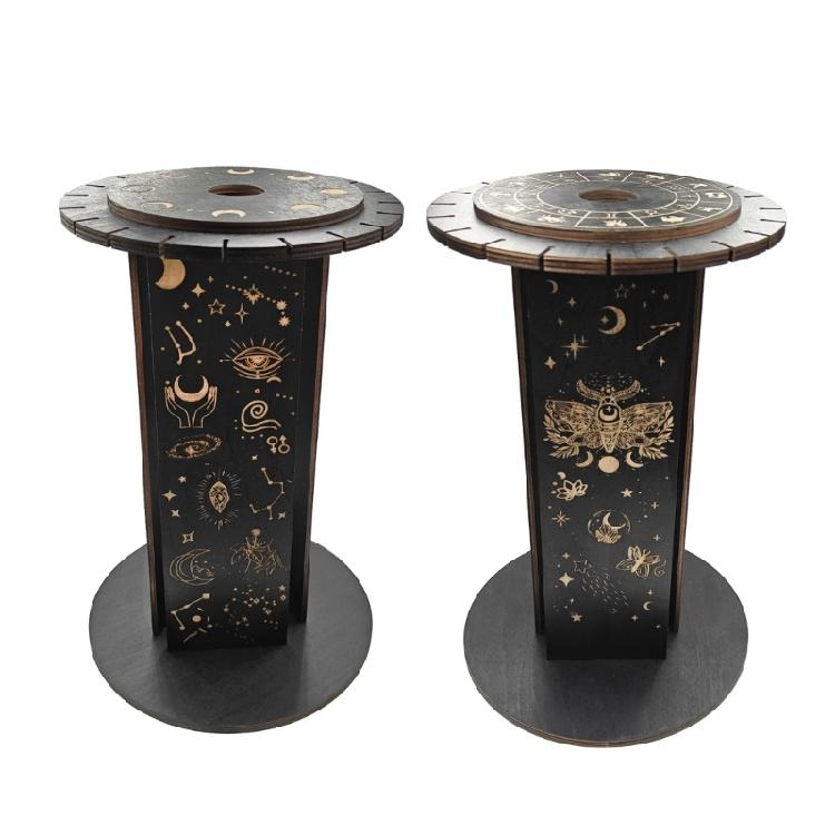 Unique 360Swivel Zodiac Sign Crystal Holder, Enhances Home and Office Atmospheres Elegant Wood Pendulum Holder
