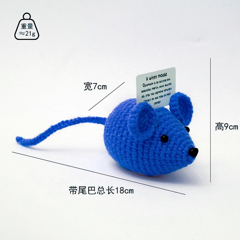 Positive Crochet Mouse Doll With Affirmation Card Home Room Decoration Funny Handmade Creative Mouse Desktop Ornaments Gift