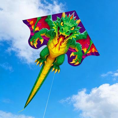 Children's Green Pterodactyl Dragon Kite - Popular Cartoon Dinosaur Design
