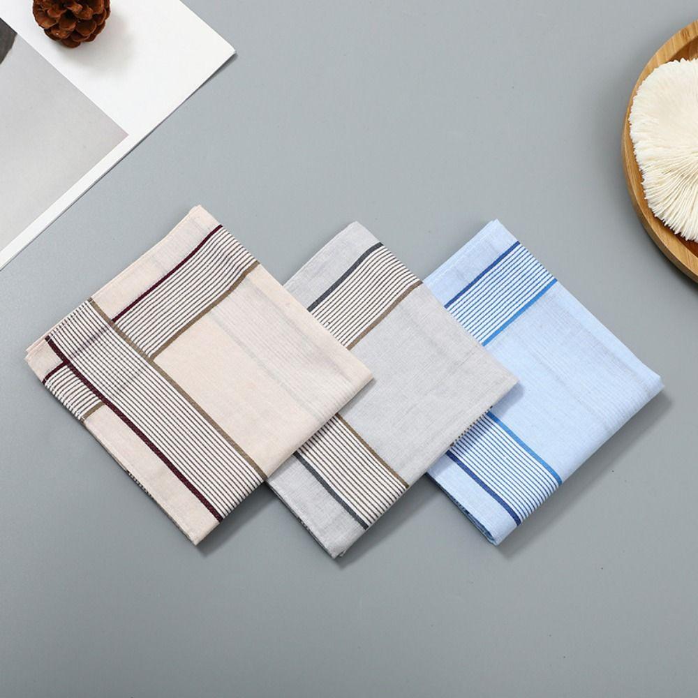 12Pcs/Set Soft Pocket Handkerchief 40x40cm Sweat Absorbent Pocket Plaid Square Towel Washable Striped Pattern