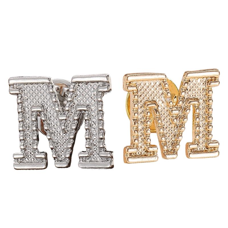 2Pcs New Metal Initial A To Z Pin 26 English Letter Pins Brooches Suit Shirt Badge Lapel Pin Fashion Jewelry For Men Women