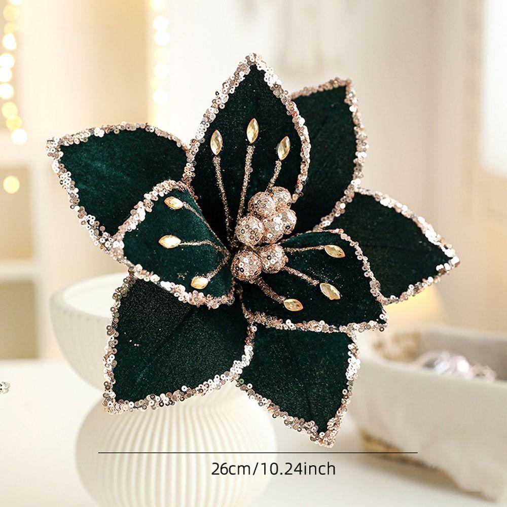 Simulation Artificial Flower 26cm Poinsettia Flower Xmas Tree Pendants  Christmas Celebration