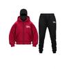 Unisex Hooded Zip-Up Sweatshirt Jogger Pants Set Warm Fleece Lined Streetwear Outfit Winter
