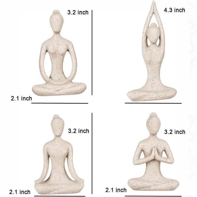 4pcs Nordic Resin Meditation Yoga Pose Statue Figurine Ceramic Yoga Figure Set Decor Crafts Sculpture Ornament