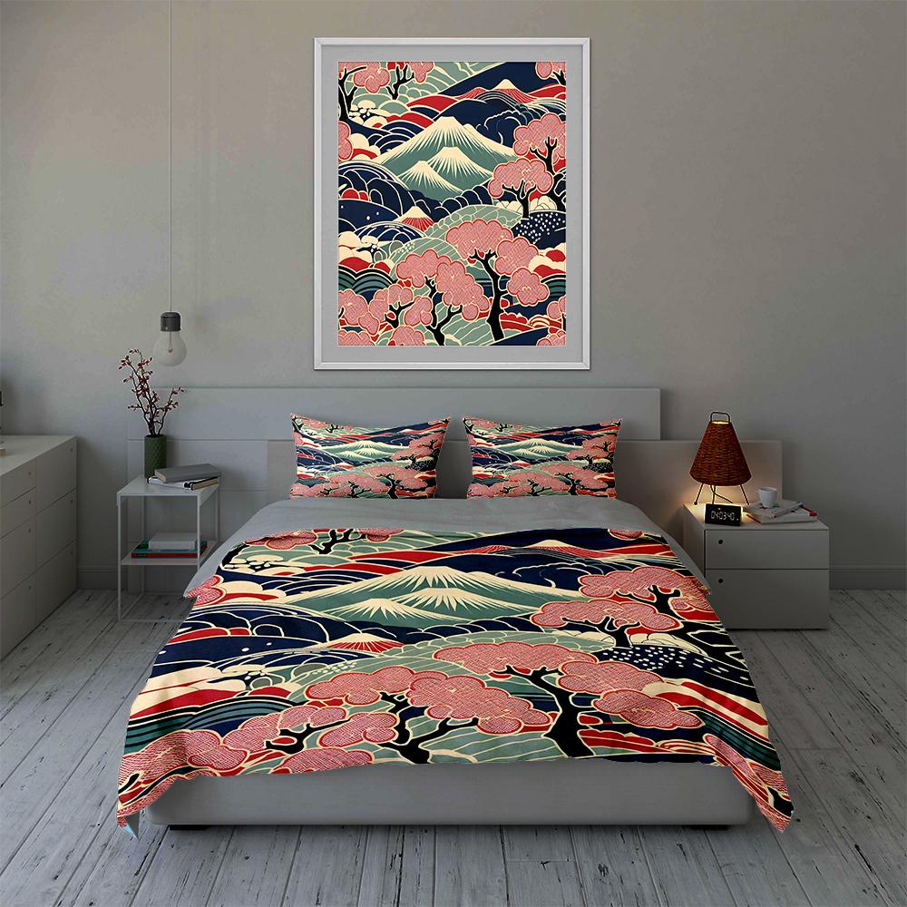 Mountain floral scenery Bedding Duvet cover sets Duvet covers Pillowcases gifts (1 * Duvet Cover 2 * Pillowcases, without duvet insert)