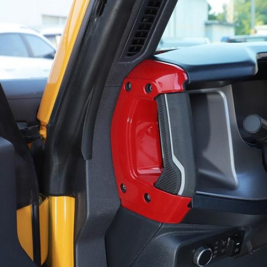 2X Center Console Both Side Handle Cover Decor Trim For Ford Bronco 21+Red ABS
