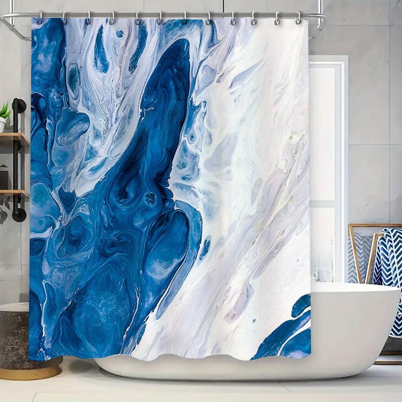 

Роскошная сине-белая мраморная шторка для душа, декоративная водонепроницаемая тканевая подкладка для ванны или раковины, доступна в нескольких размерах 90x180cm
