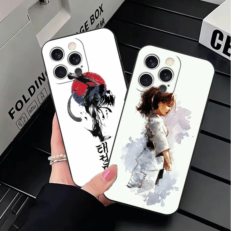 Taekwondo Kungfu Desgin Soft Phone Case for iPhone 16 16E 17 Air 15 Pro Max 14 Plus 13 Mini 11 12 7 Black Cover Back Shell