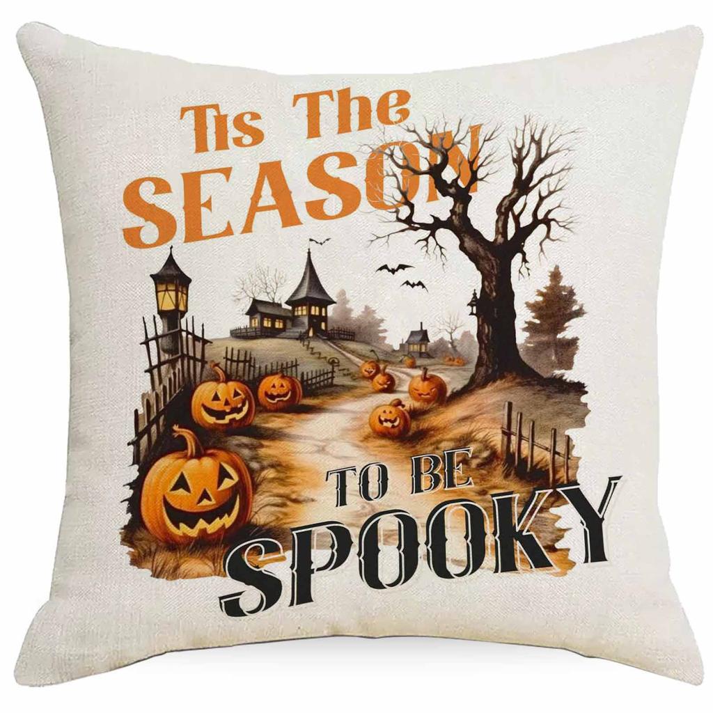 Pillowcase Linen Halloween Celebration Funny Pumpkin Head Home Living Room Pillowcase