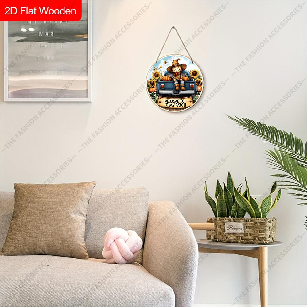 Garden decorations,autumn harvest festival decorations,wooden hanging decorative signs,Little girl and pumpkin pattern, 2D flat products