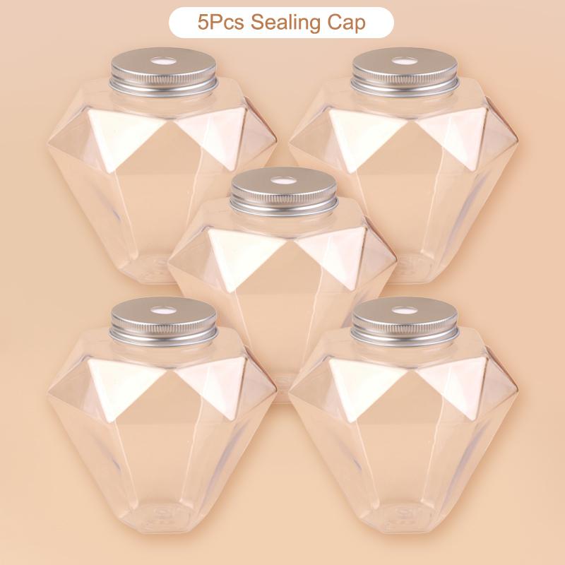 

1/5 шт 500 мл креативная бутылка в форме ромба прозрачная бутылка для молока чай кофейный напиток чашка портативная питьевая чашка магазин домашняя бутылка 5Pcs Sealing Cap