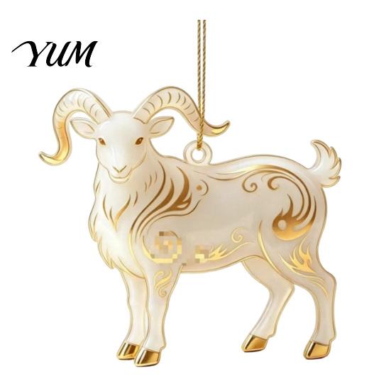 Elegant Home Party Decoration 2D Acrylic Goat Christmas Ornament, Cute Animal Sheep Hanging Decor for Easy Festival Tree, Holiday Decoration, New Year