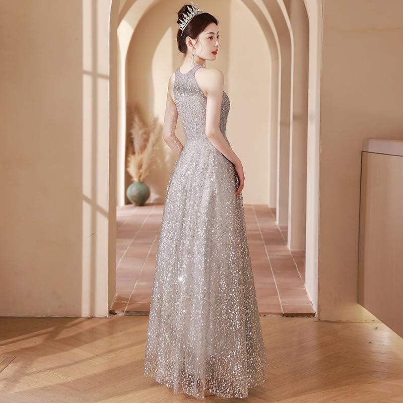 sequined engagement evening dress female graduation bar mitzvah high-end light luxury banquet temperament host dress