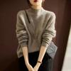 New Cashmere Sweater for Women In Autumn and Winter Loose Pullover with Half Turtle Neck Fashionable Long-sleeved Knitted Sweater