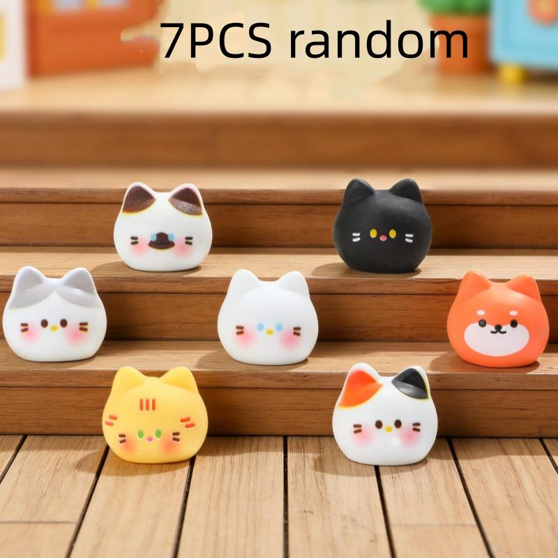 7/70PCS Cartoon Cute 3D Cartoon Cat Head Doll Resin DIY Accessories Homemade Home Desktop Small Ornament