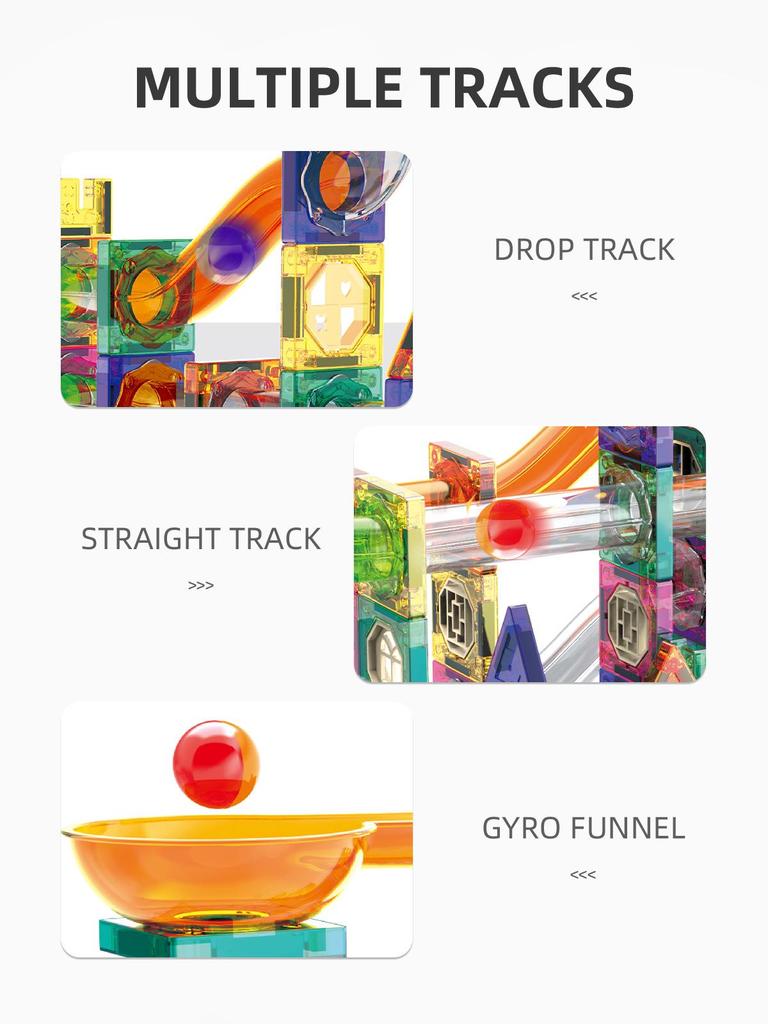 Stained Glass Magnetic Marble Run: Kids' Magnetic Building Blocks and Tracks