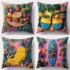 Bright Tropical Fruit Pillow Covers, Palm Leaf Beach Decorative Throw Pillow Cases, Summer Home Decor For Sofa Bed, No Insert