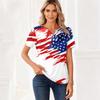 Women's T Shirt Independence Day Print Button Short Sleeve Daily Weekend Fashion Basic V- Neck Regular Top