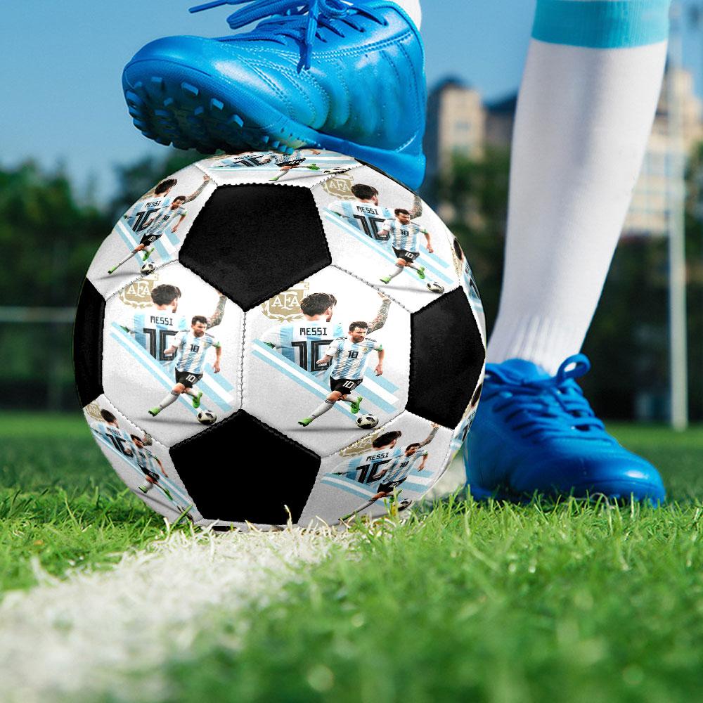 1 ud. Balón de Fútbol Messi Talla 5 Balón de Fútbol Sala Colorido de Moda Juego de Patio Trasero - Ideal Para Regalo de Aficionados al Deporte HE46