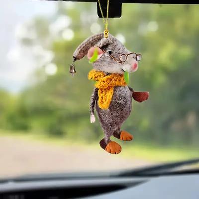 1/5Pcs Mouse Family Hanging Ornament Home Indoor Christmas Tree Car Rearview Mirror 2D Flat Acrylic Cartoon Rat Animal Hanging Decoration