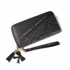Women's Long Zipper Wallet: Korean Style Patchwork with Tassel & Rivet Phone Bag